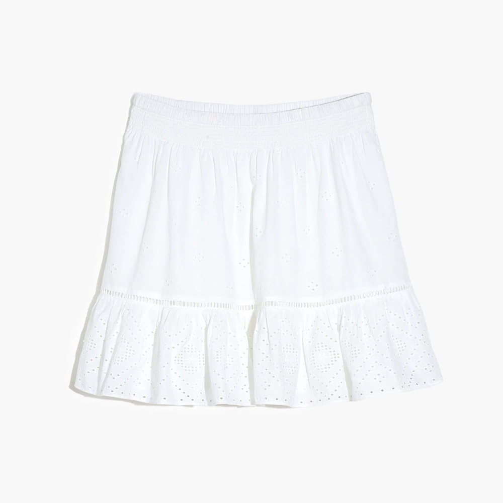 Madewell Embroidered Smock-Waist Ruffle Mini Skirt size XXS - Picture 5 of 9